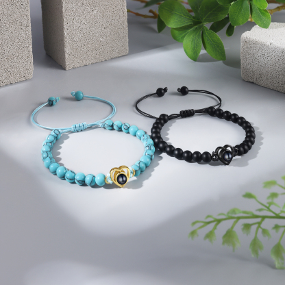 Bracelet Projection de Pierre Bracelet Photo Projection Turquoise Noir pour Homme｜ Jessemade