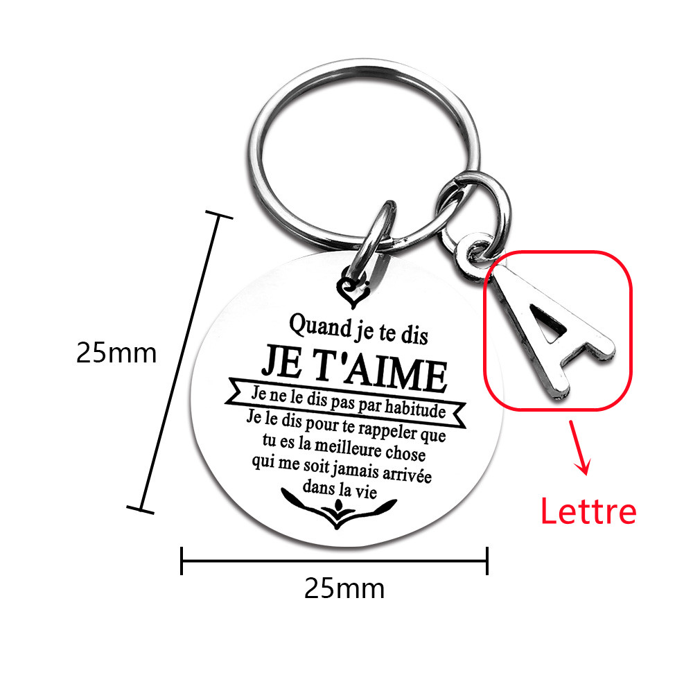 Porte-clés gravé personnalisé Avec 1 lettre