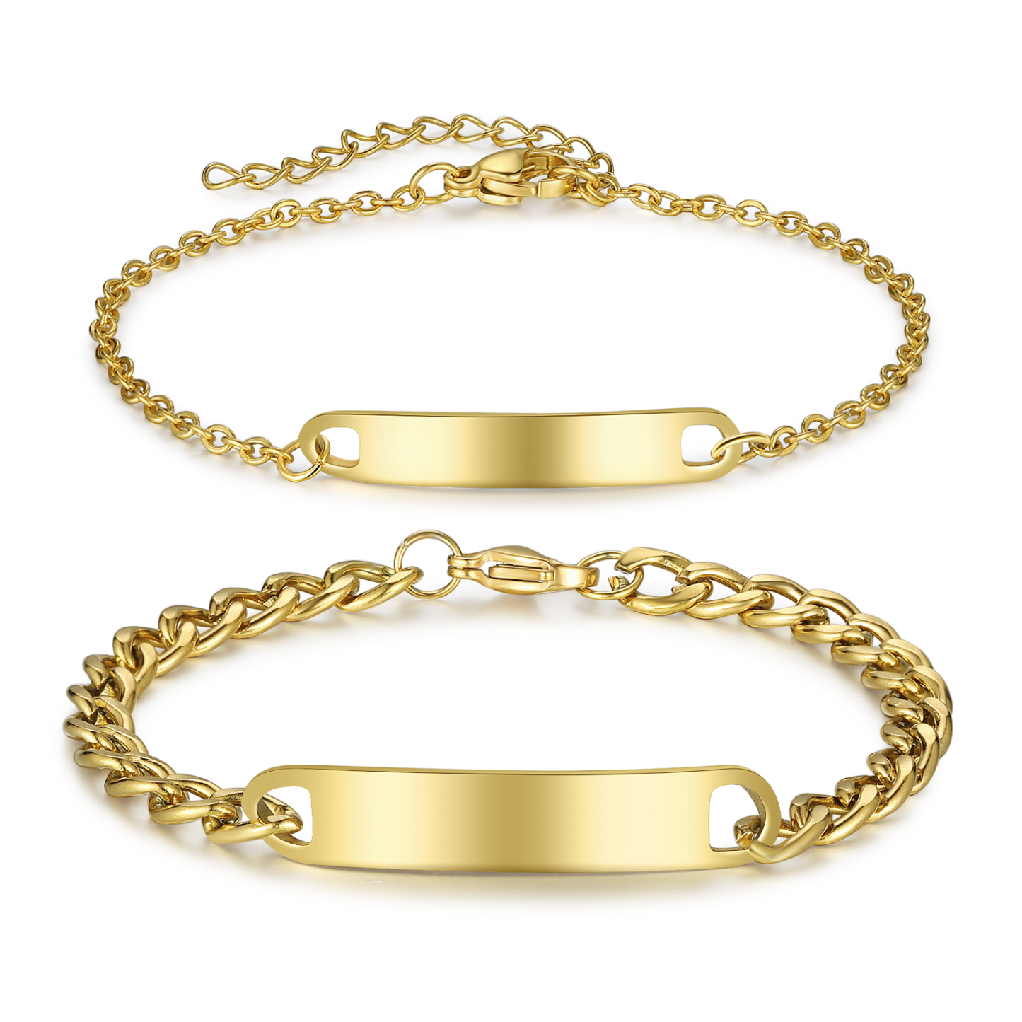 2PCS Bracelets Gourmette texte Personnalisés bracelet en commun pour Un couple Bracelet | Jessemade