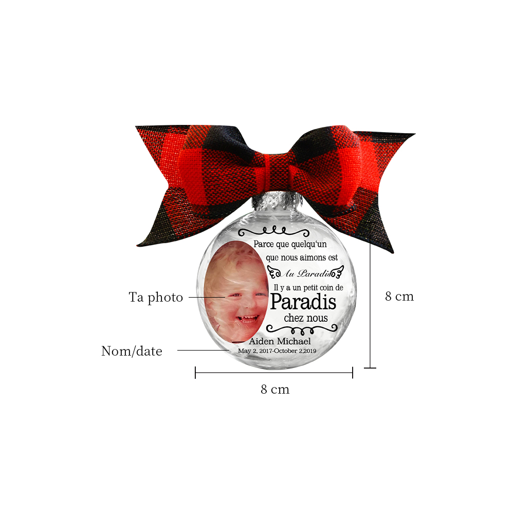 Boule transparente de plumes Ornements Prénom Personnalisé avec date et photo boule de noël | Jessemade