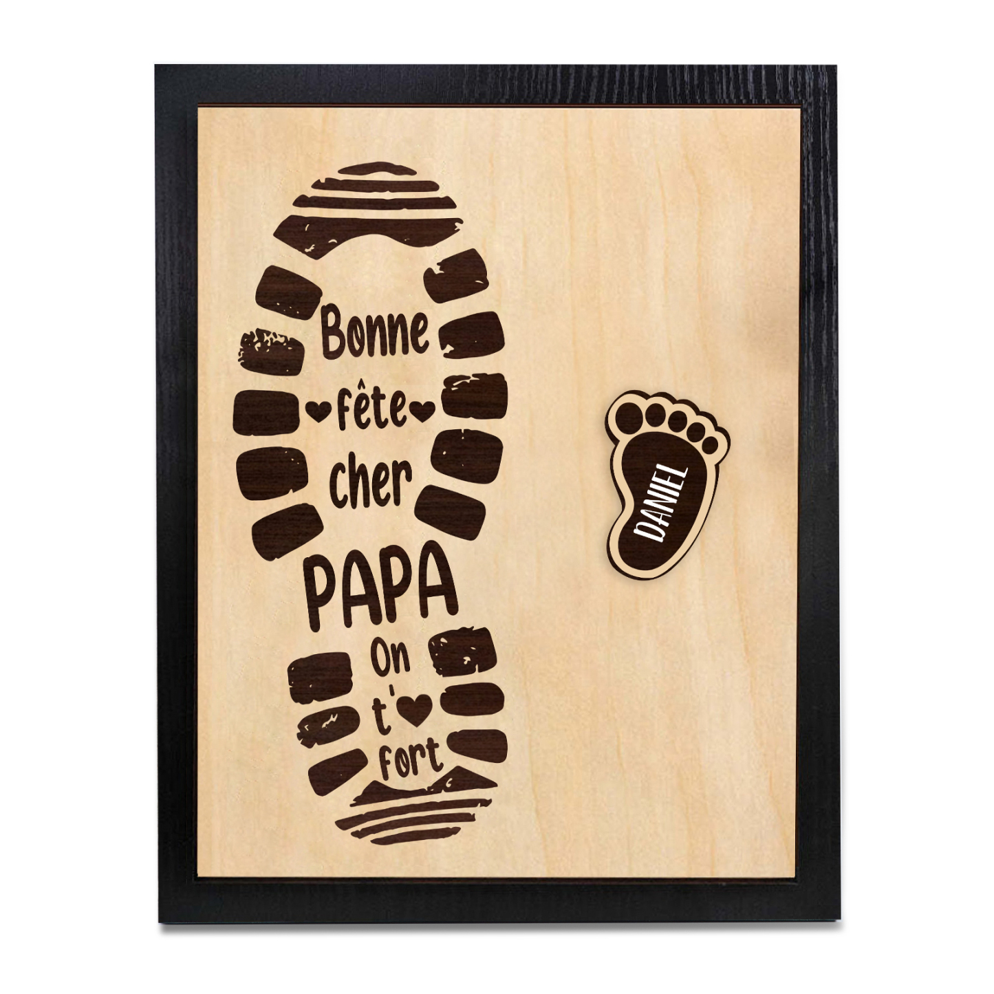 À Mon Papa-Cadre en Bois Pieds Bébé 1 Prénom Personnalisé
