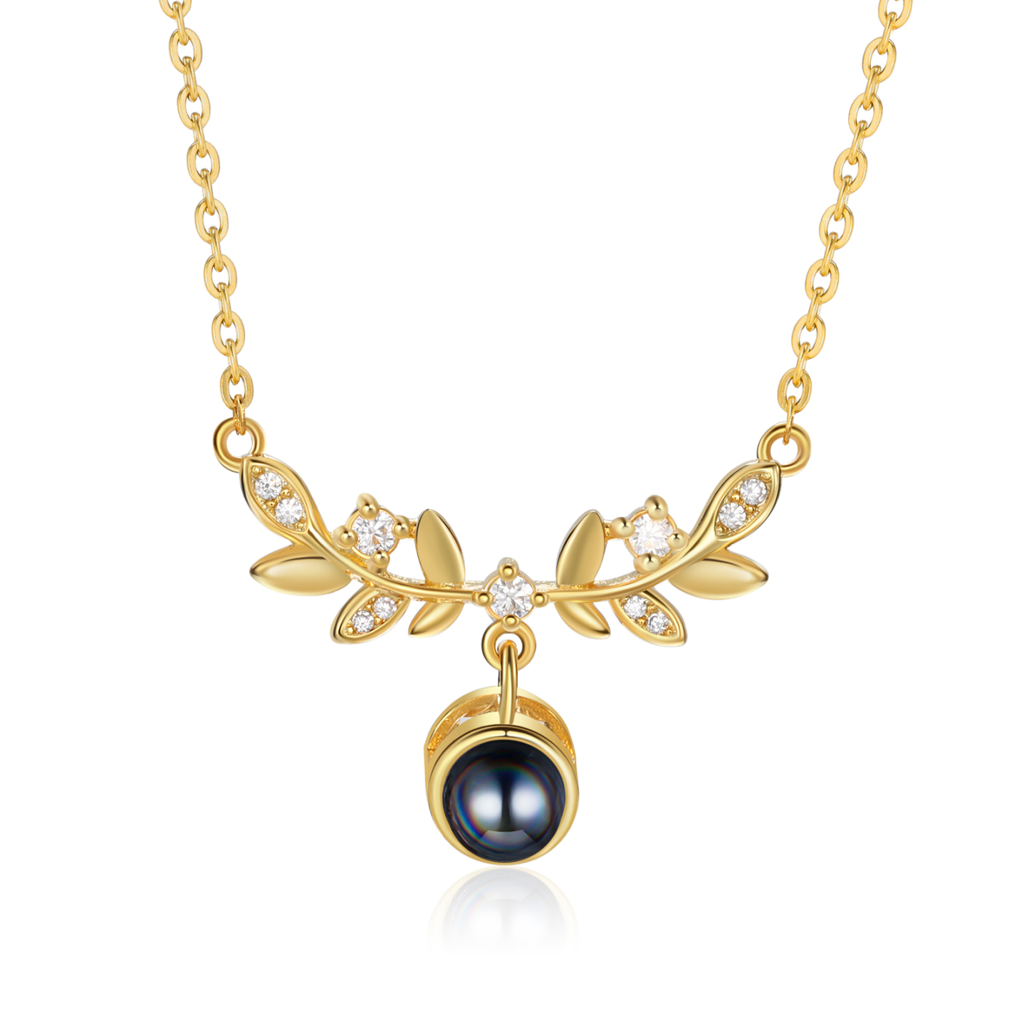 Collier Pendentif Feuille de Projection Photo Personnalisée