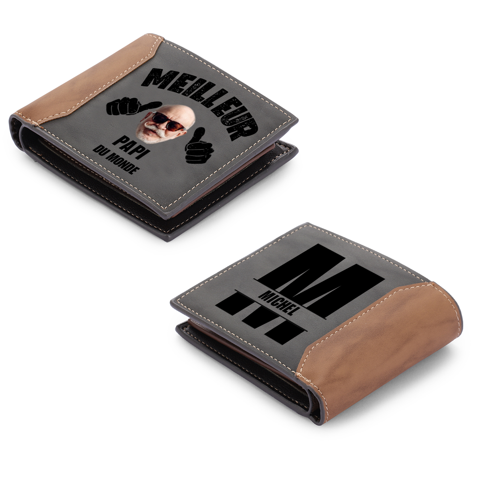 À mon papi Portefeuille Classique 1 Prénom Personnalisé avec Photo Porte-Monnaie Carte | Jessemade