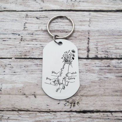 À Ma Maman - Porte-Clés la Main dans la Main 6 Prénoms Personnalisés