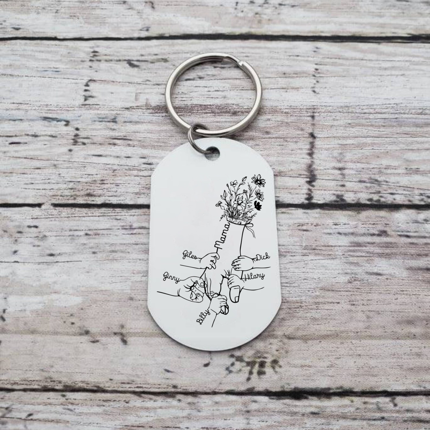 À Ma Maman/Mamie - Porte-Clés la Main dans la Main 2-7 Noms Personnalisés