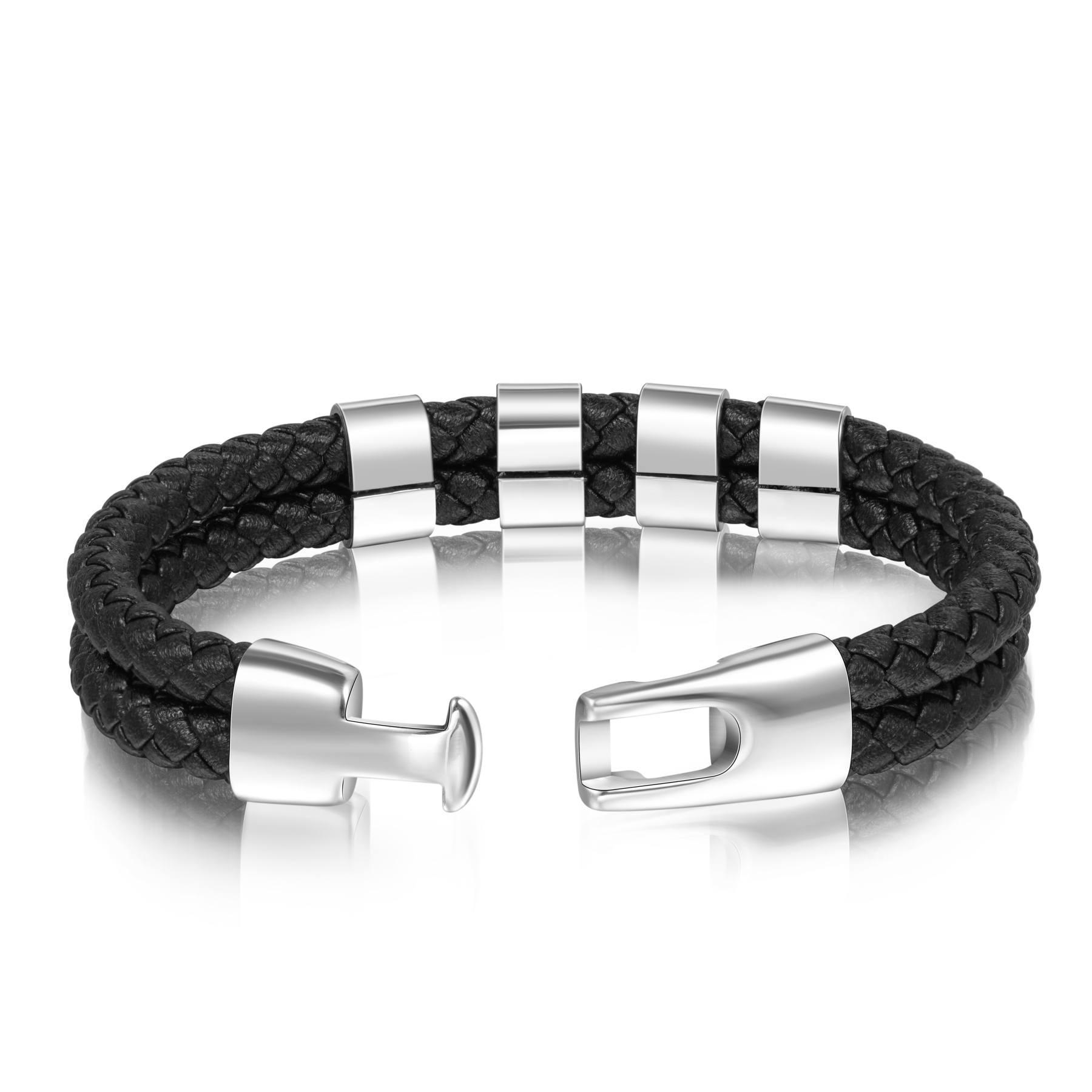 À mon Papa - Bracelet Cuir tressé 4 Perles et Prénoms Personnalisés Bracelet Hommes