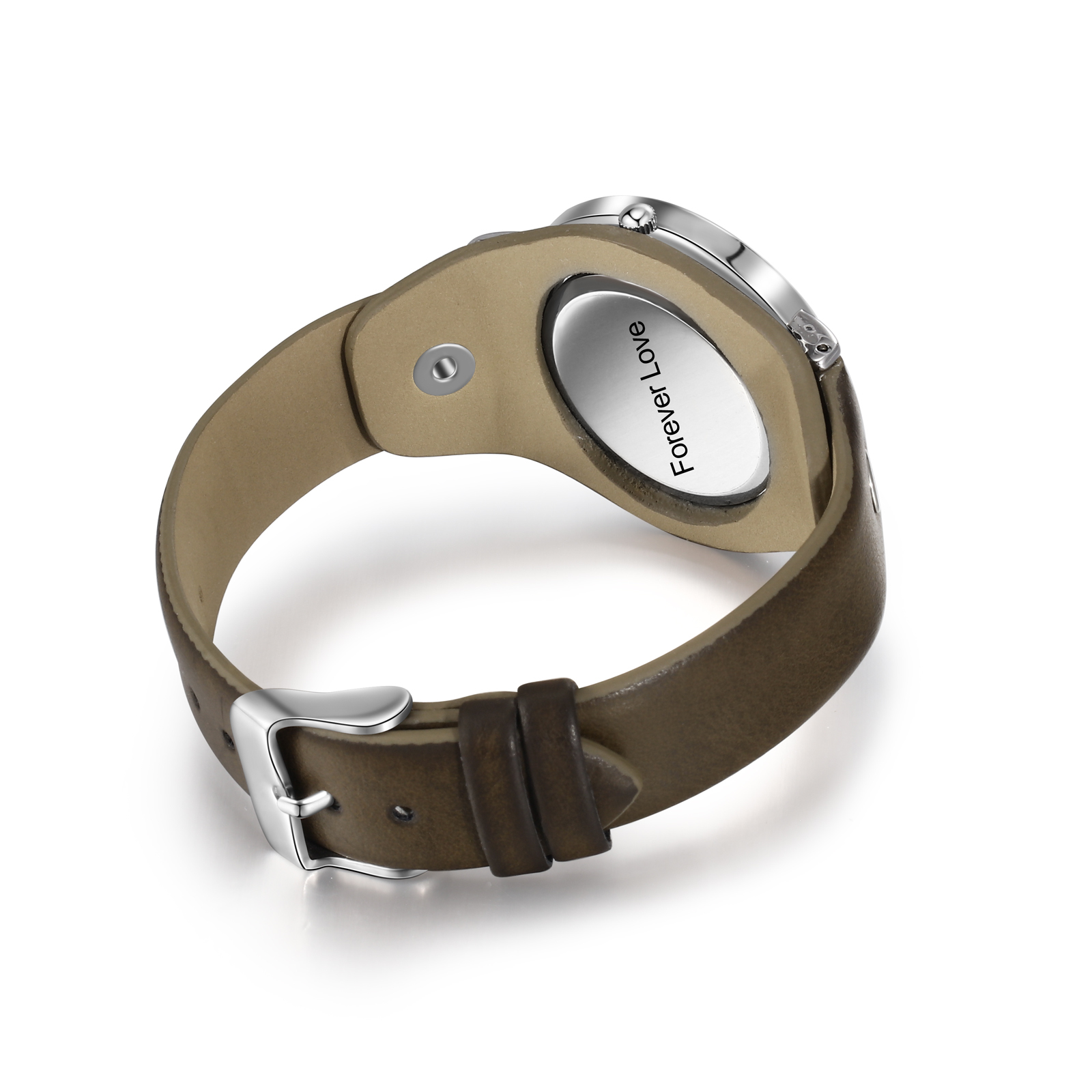 Montre Personnalisée Photo avec Gravure du prénom ou Message Bracelet en Cuir