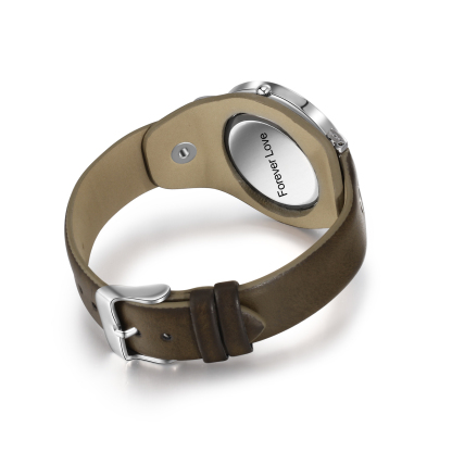 Montre Personnalisée Photo avec Gravure du prénom ou Message Bracelet en Cuir