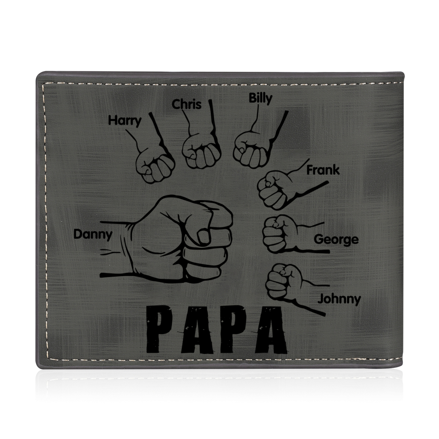 À mon Papa - Portefeuille Poings 7 Prénoms Personnalisés avec Photo Classique Homme Porte-Monnaie Carte