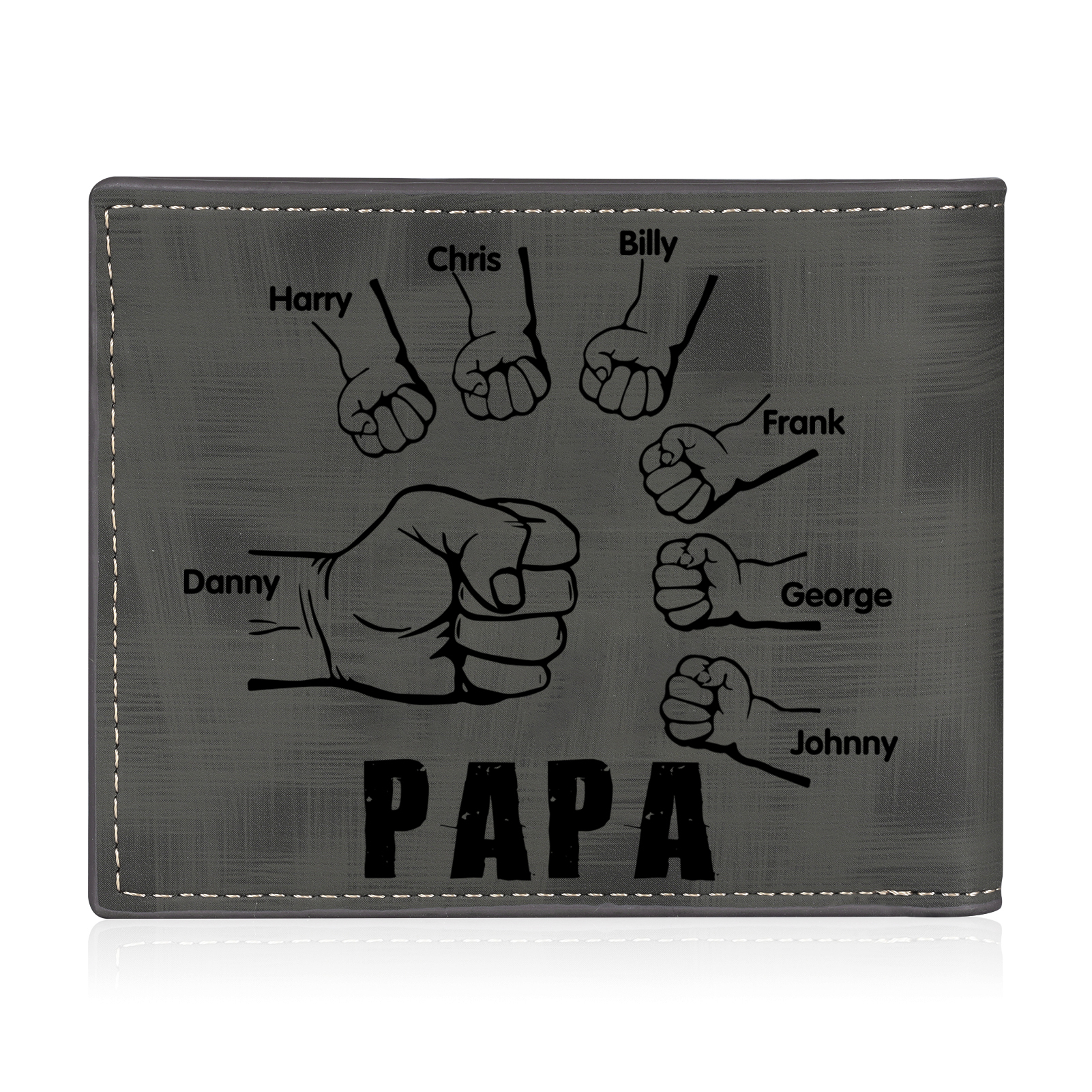 À mon Papa - Portefeuille Poings 7 Prénoms Personnalisés avec Photo Classique Homme Porte-Monnaie Carte