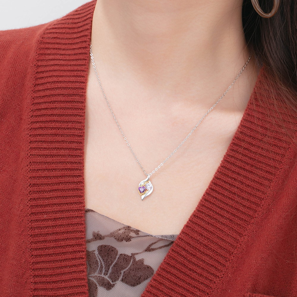 À ma Fille - Collier Personnalisé 2 pierres naissance ARGENT 925