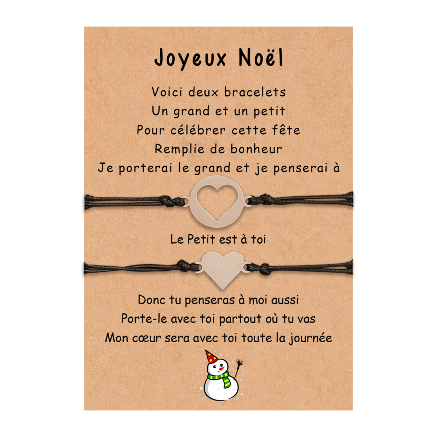 Jessemade FR 2PCS Ensemble de Bracelets Cœur Cadeau Noël