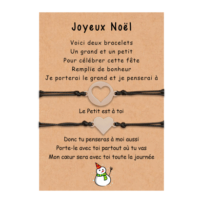 Jessemade FR 2PCS Ensemble de Bracelets Cœur Cadeau Noël