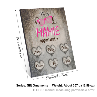 À ma Mamie - Cadre en Bois 6 Prénoms Personnalisés cadeau pour Mamie