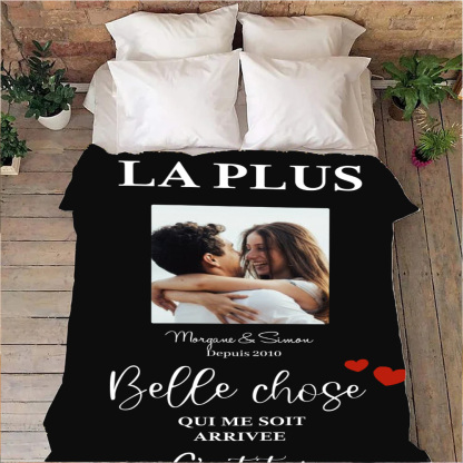 Plaid Personnalisé Prénom et Photo Personnalisés avec Texte Couverture Flanell pour Couple | Jessemade