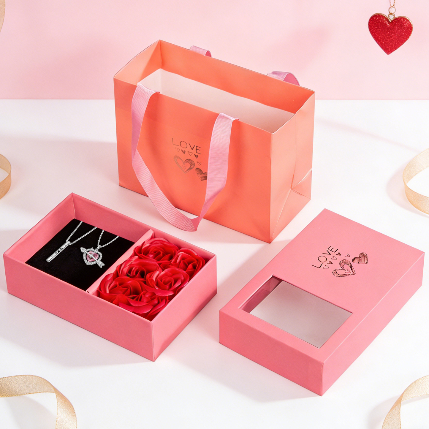 Collier Couple Cœur Magnétique personnalisé avec Noms ou Lettres