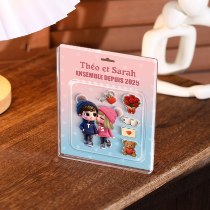 Plaque Acrylique Couple Personnalisable avec Nom et Années