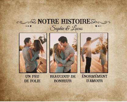 Cadre en bois de Saint-Valentin 2 Prénoms personnalisé avec 3 photos | Jessemade