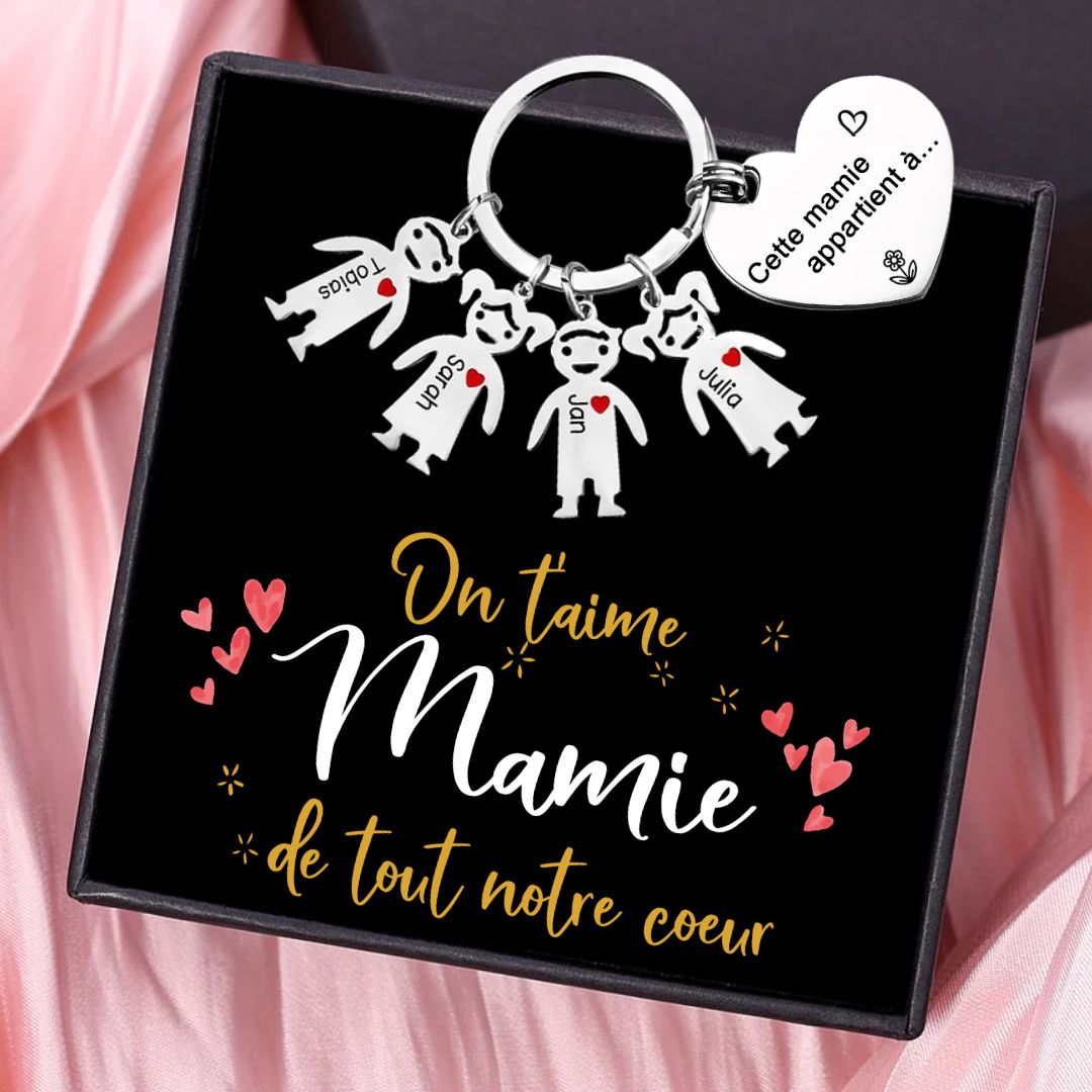 À Ma Mamie - 1-5 Noms Porte-Clés Personnalisés Avec Breloques Enfants
