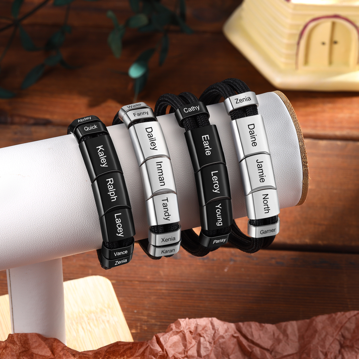Bracelet Nœud 5 Prénoms Personnalisés pour Hommes