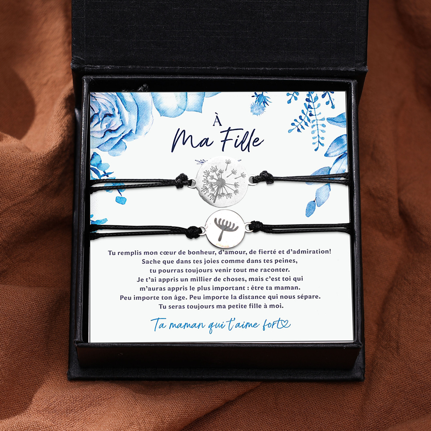 Jessemade FR À Ma Fille-2PCS Ensemble de Bracelets Pissenlit - Cadeau Rentrée Scolaire Premier jour d’école