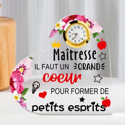 À Ma Maîtresse -Plaque Acrylique Coeur avec Horloge et Message Cadeau utile et touchant | Jessemade