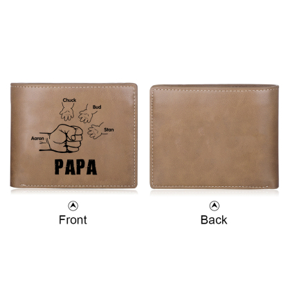 À mon Papa - Portefeuille Poings 4 Prénoms Personnalisés Classique Homme