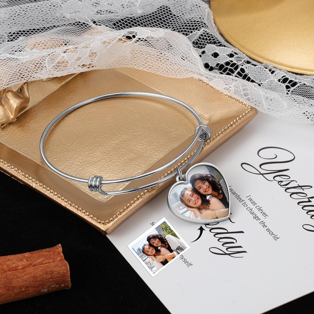 Bracelet Photo Personnalisé avec Cœur Breloque