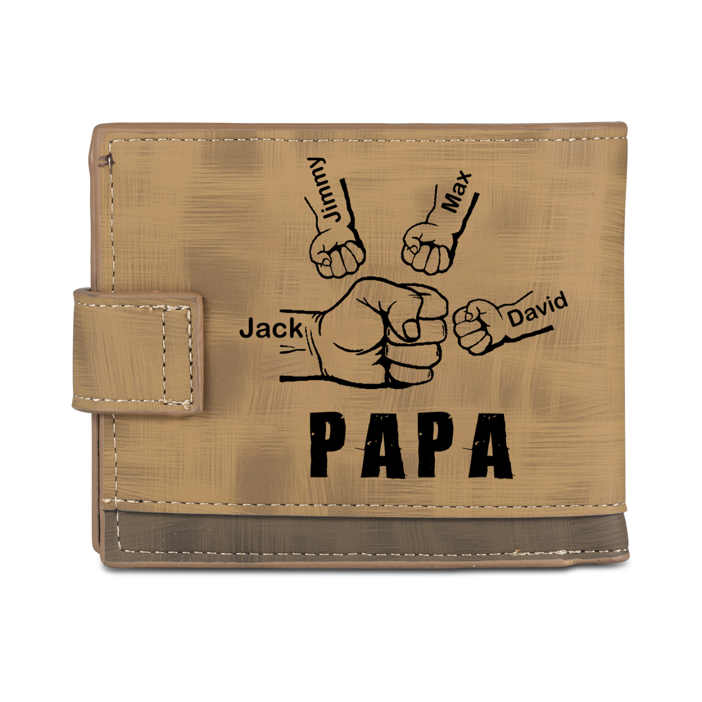 À mon Papa-Portefeuille Poings 4 Prénoms et 1 Photo Personnalisés Classique Homme Porte-Monnaie Carte