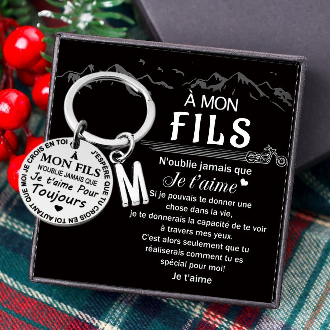À mon Fils- Porte-clés gravé 1 Lettre Personnalisée