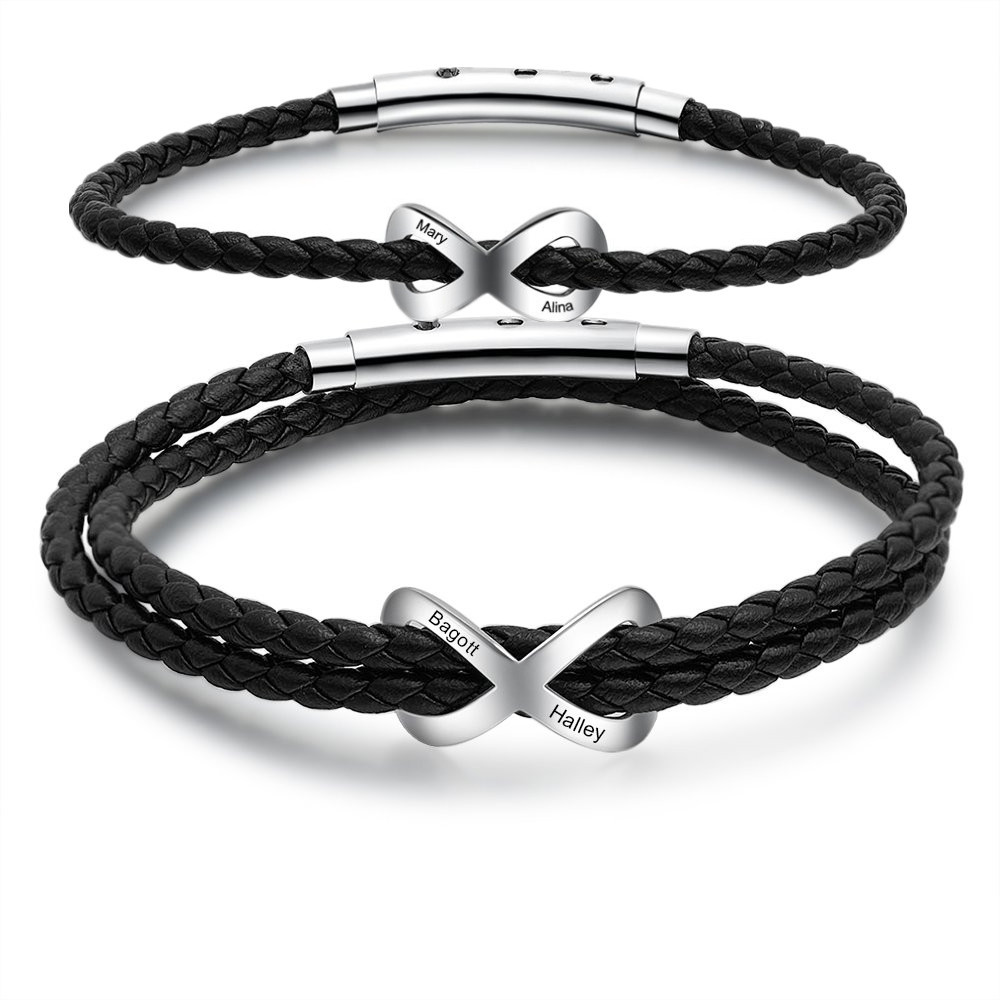 Bracelet Infini 2 Prénoms Personnalisés Bracelets pour couple｜Jessemade