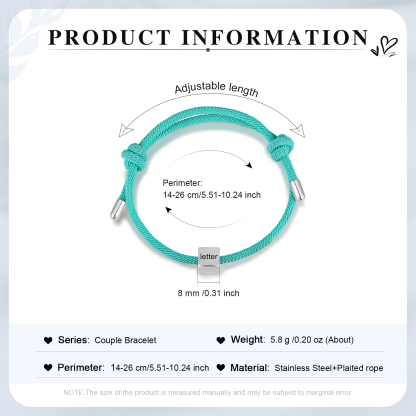 Bracelet Initiale 1 Lettre Personnalisée pour Couple｜Jessemade