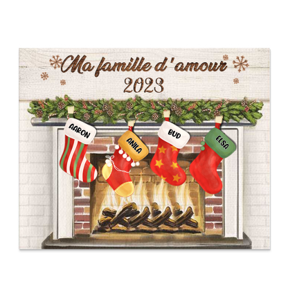 À ma Famille - Cadre en Bois de Noël 4 Prénoms Personnalisés avec Texte | Jessemade