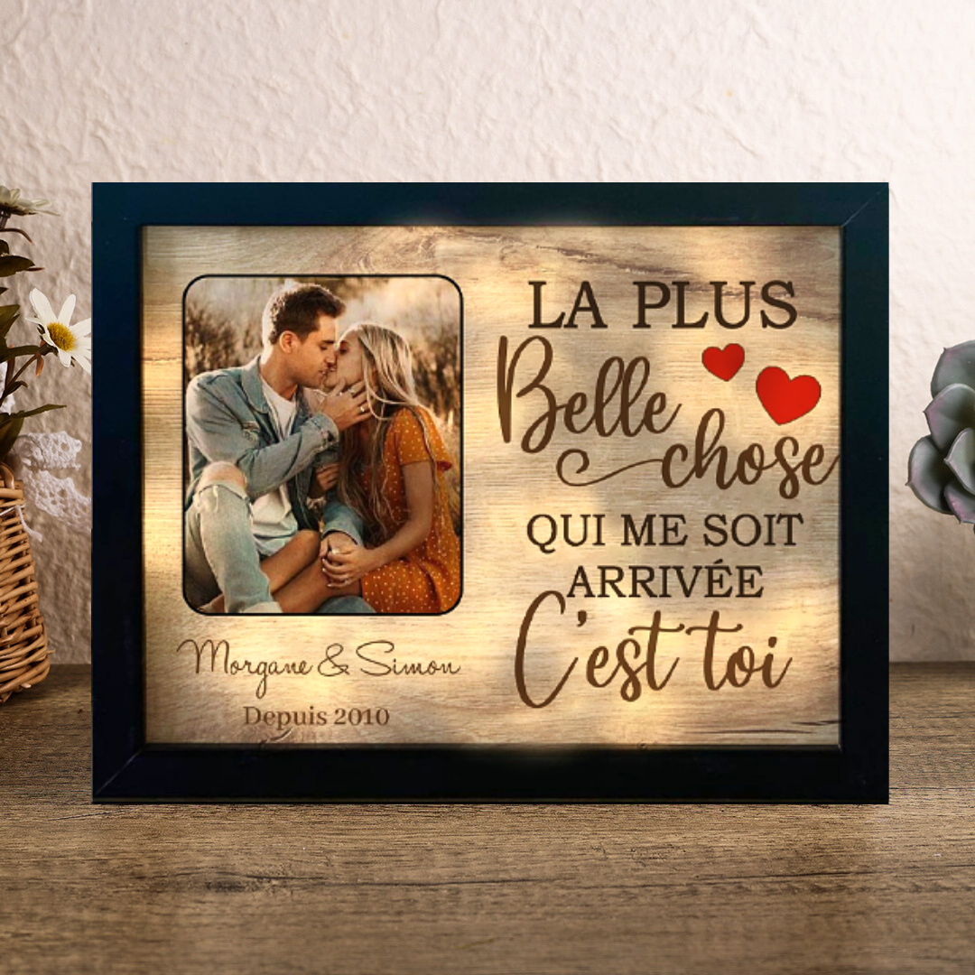 Cadre En Bois Avec LED Cadeau Saint-Valentin