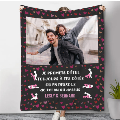 Couverture Plaids Polaire 2 Prénoms Personnalisés avec Photo pour Couple