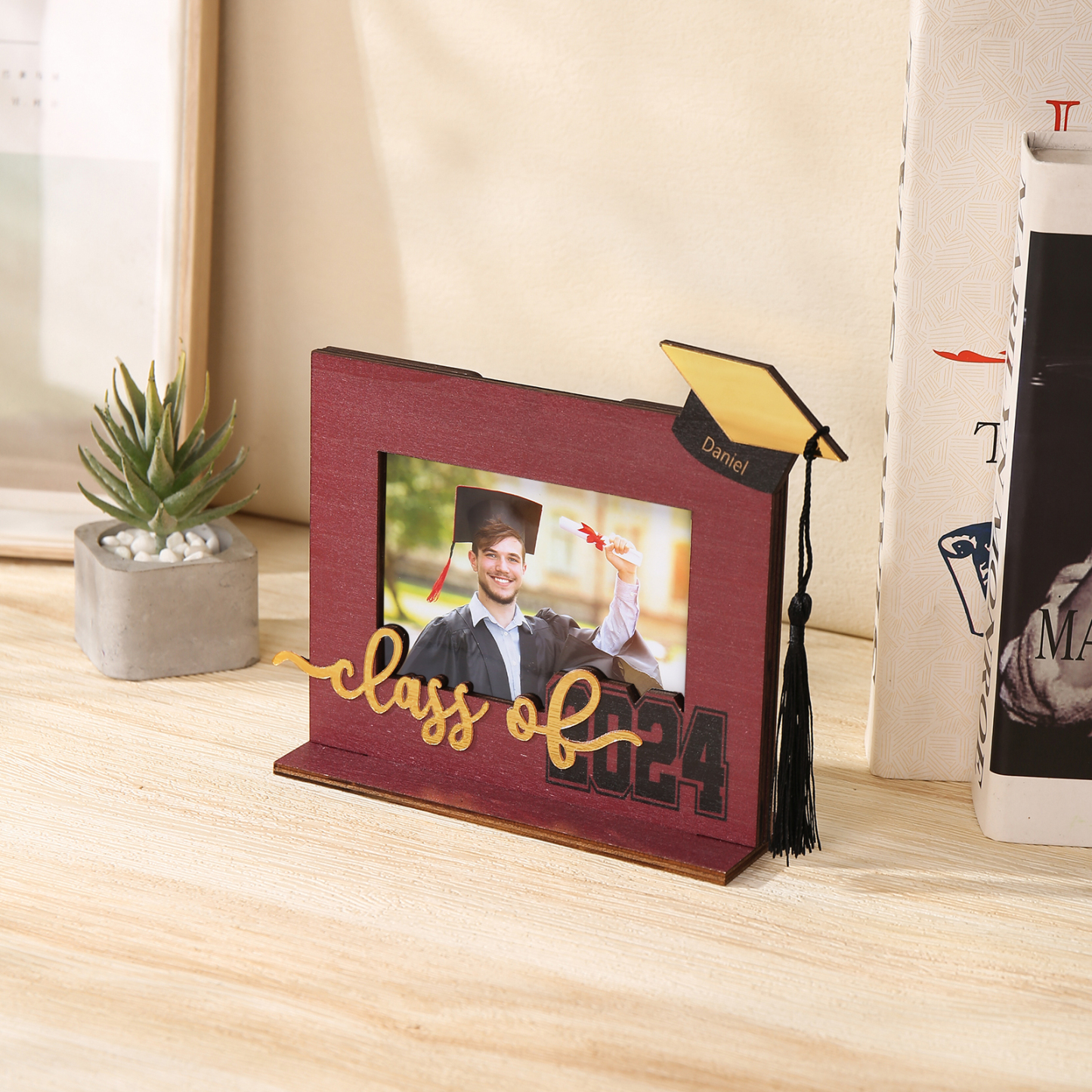 Cadre Photo Diplômé Prénom et Photo Personnalisés Décoration en bois Cadeau de Graduation
