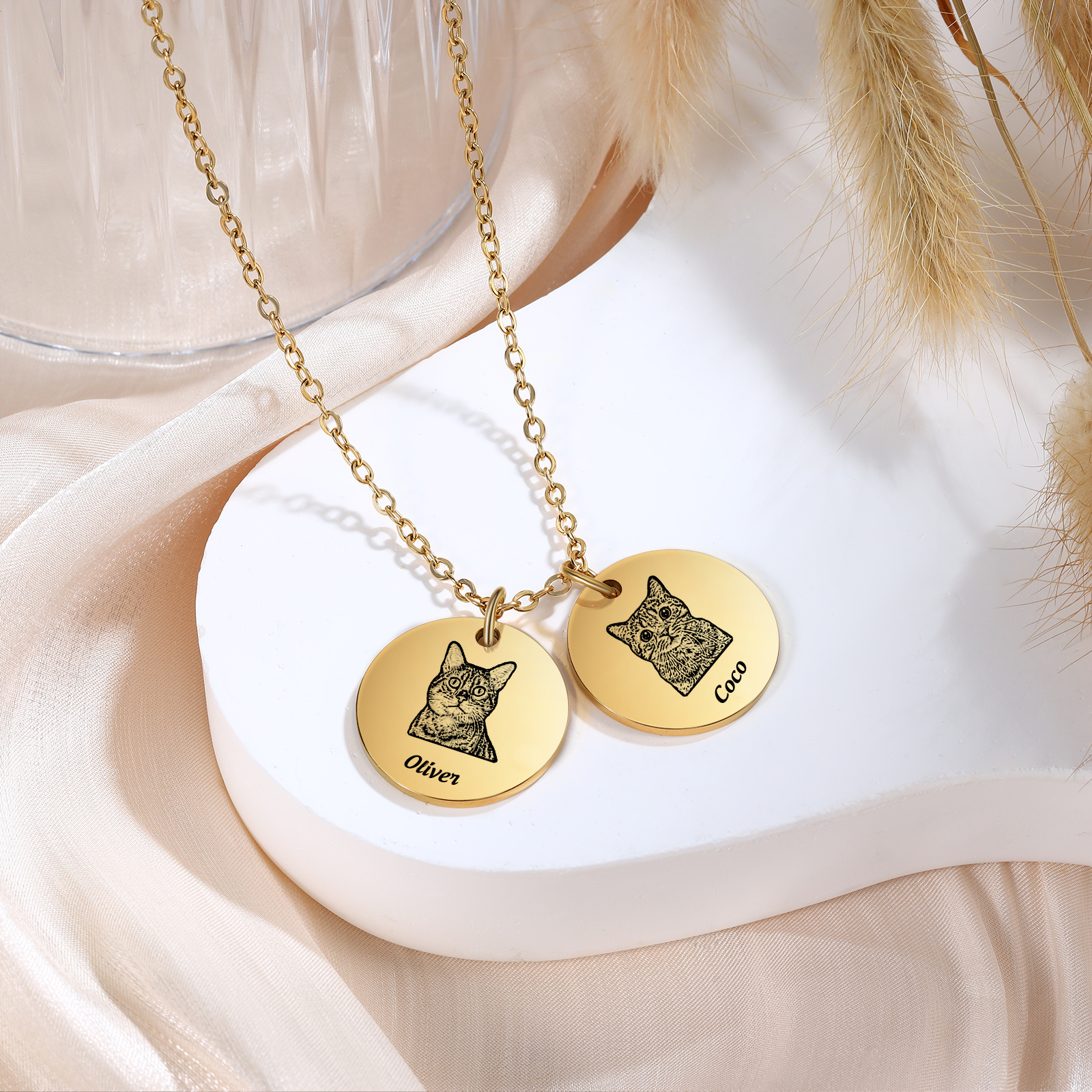 Collier Personnalisé avec 1-3 Photos et Noms de l’animal – Cadeau souvenir pour Animal de Compagnie | Jessemade
