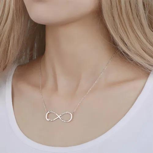 Collier 4 Prénom Infini en Argent 925 Quatre Prénoms