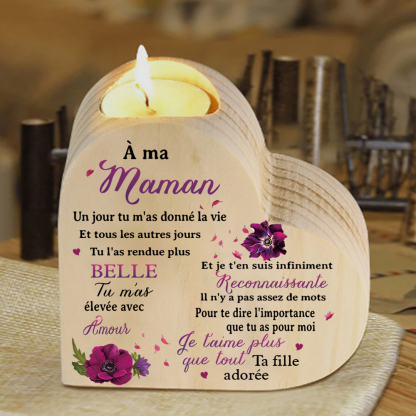À Ma Maman - Bougeoir en Bois sans bougie Cadeau de Fille pour Maman