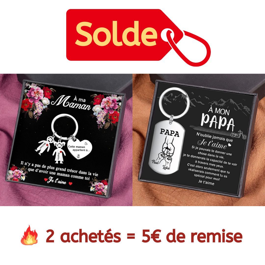 À ma Maman - Porte-Clés 2 Prénoms Personnalisé Avec Breloques 2 Enfants