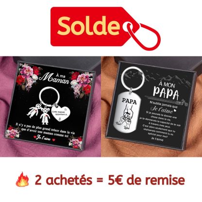 À ma Maman - Porte-Clés 2 Prénoms Personnalisé Avec Breloques 2 Enfants