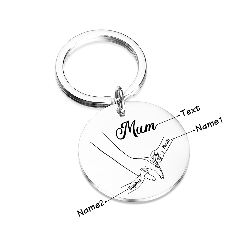 À ma Maman - 1-6 Noms Porte-Clés Rond en Inox Personnalisés pour Famille