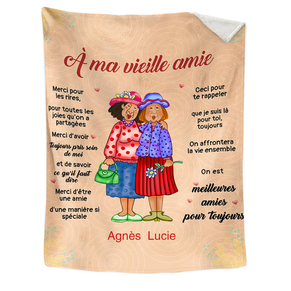 À ma Vieille Amie - Couverture Plaids Polaire 2 Prénoms Personnelisés