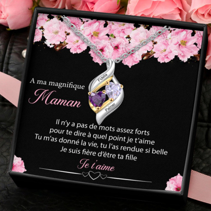 À Ma magnifique Maman - Collier Personnalisé 2 pierres naissance ARGENT 925