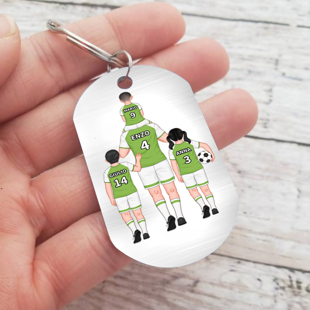 À mon Papa - Porte-Clés Famille du Football 2-4 Prénoms Personnalisés pour Famille