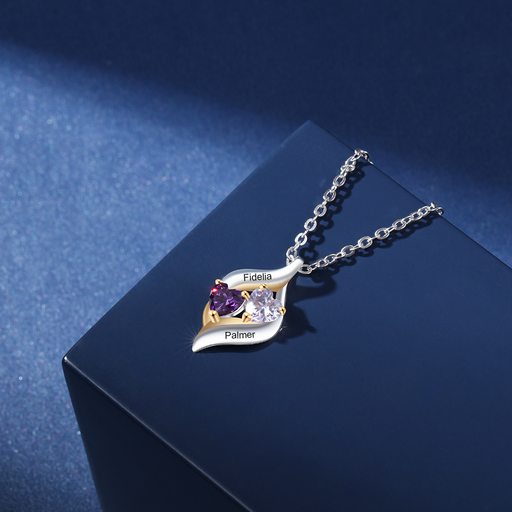 A ma fille-Collier Personnalisé 2 pierres naissance ARGENT 925