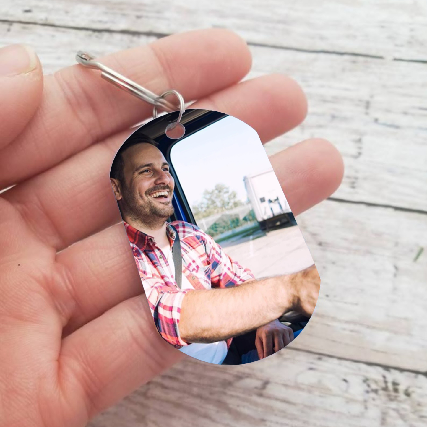 Porte-Clés 1 Prénom et Photo Personnalisés pour Couple