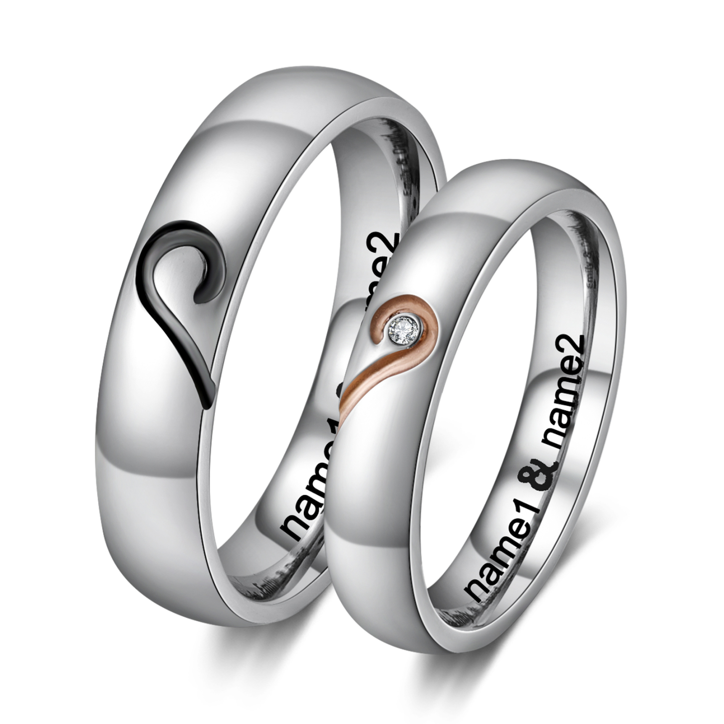 Bague Couple 2 Prénoms Personnalisés Alliance Bague Homme