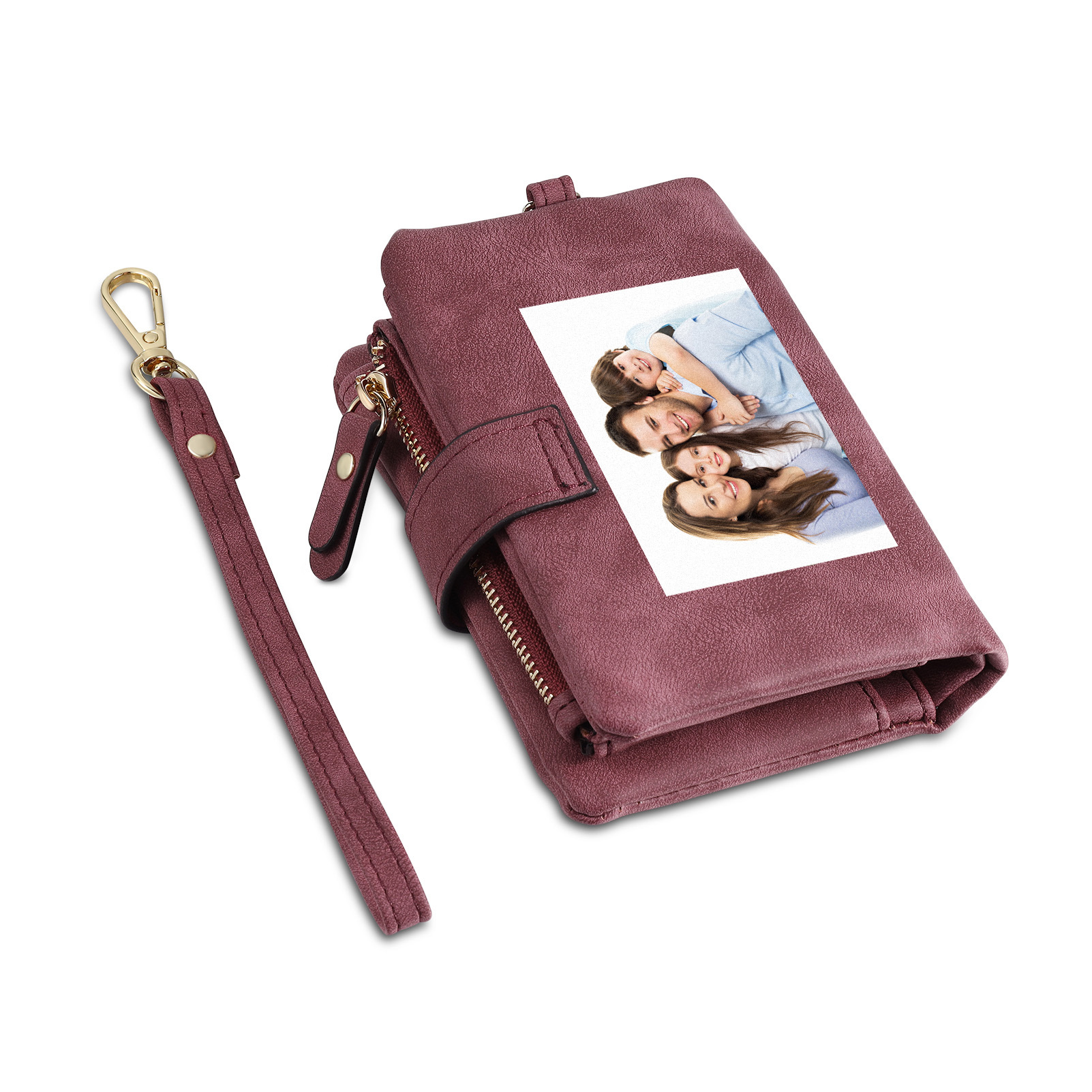 Portefeuille Femmes 1 Prénom et Photo Personnalisés avec Texte Porte-Monnaie Carte pour Famille