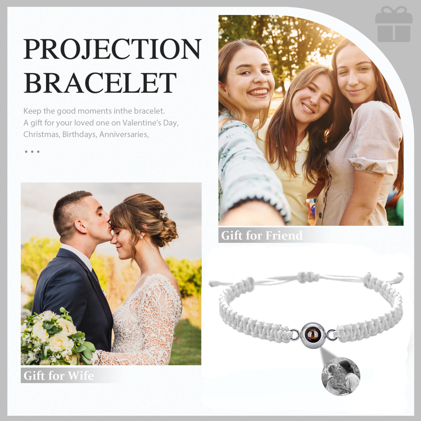 Bracelet Projection de Pierres 1 Photo Personnalisée